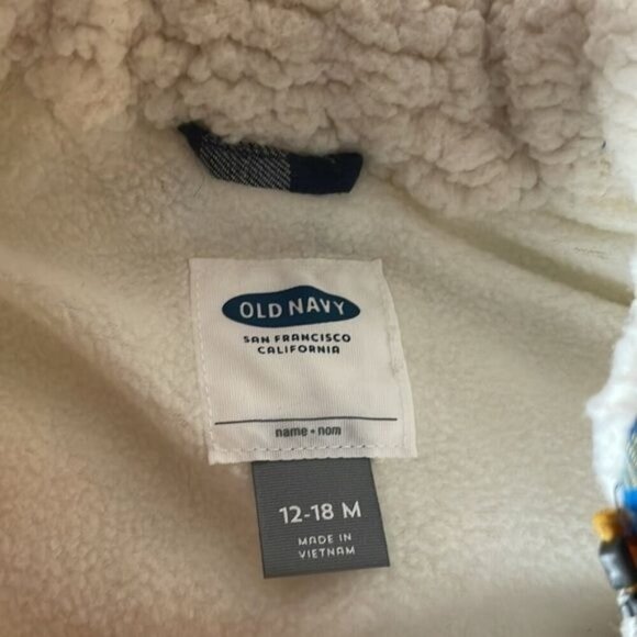 Old Navy Toddler Plaid Puffer Vest With Sherpa Lining Blue Yellow Size Boy 12M - Picture 3 of 8